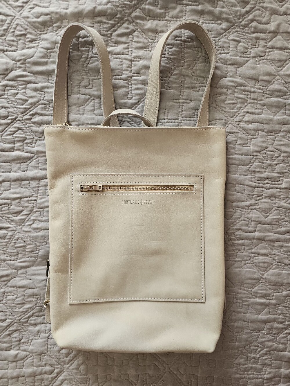Portland Leather Cream Laptop Backpack